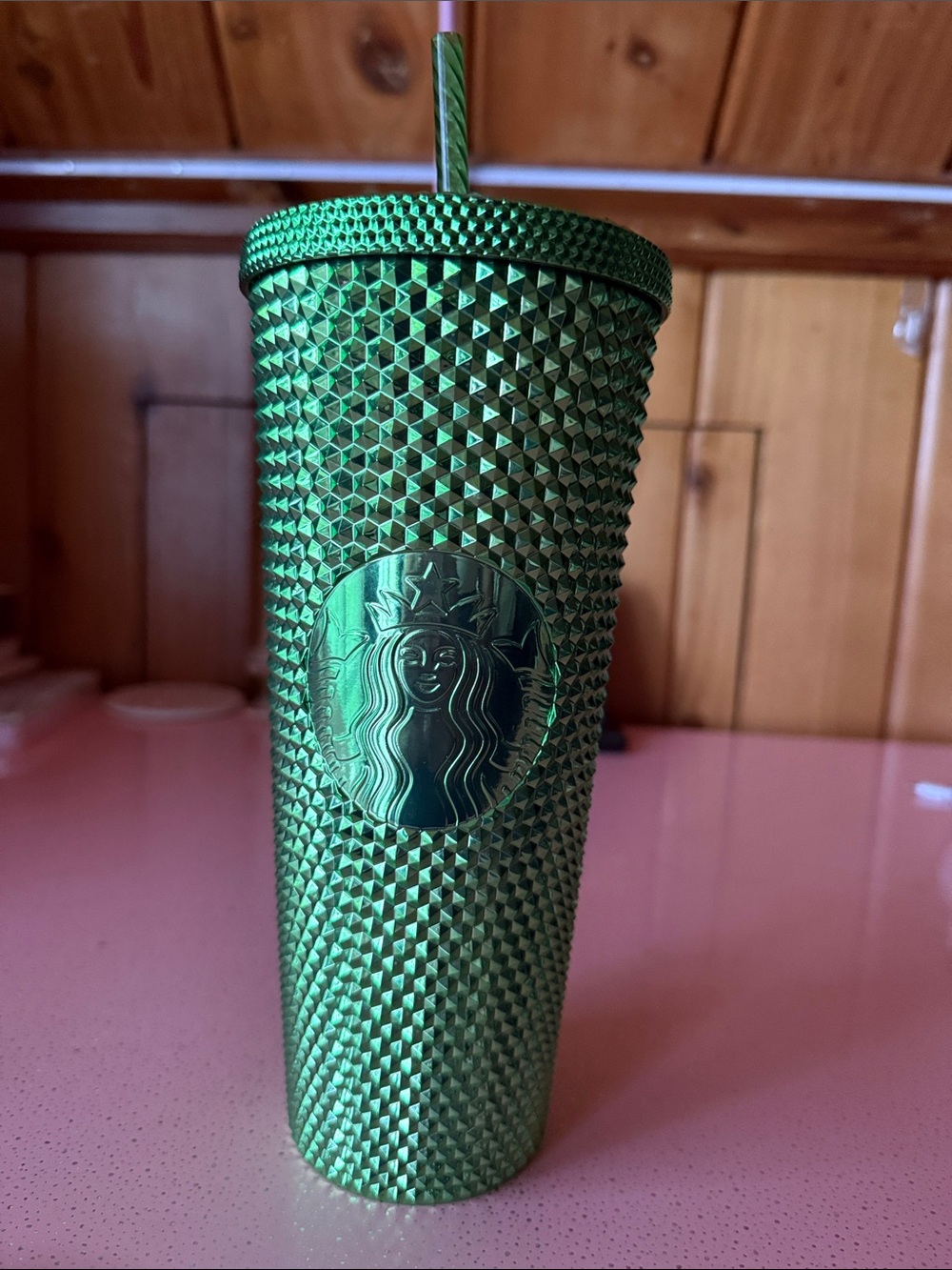 Starbucks Metallic Emerald Green Studded Reusable Tumbler with Straw